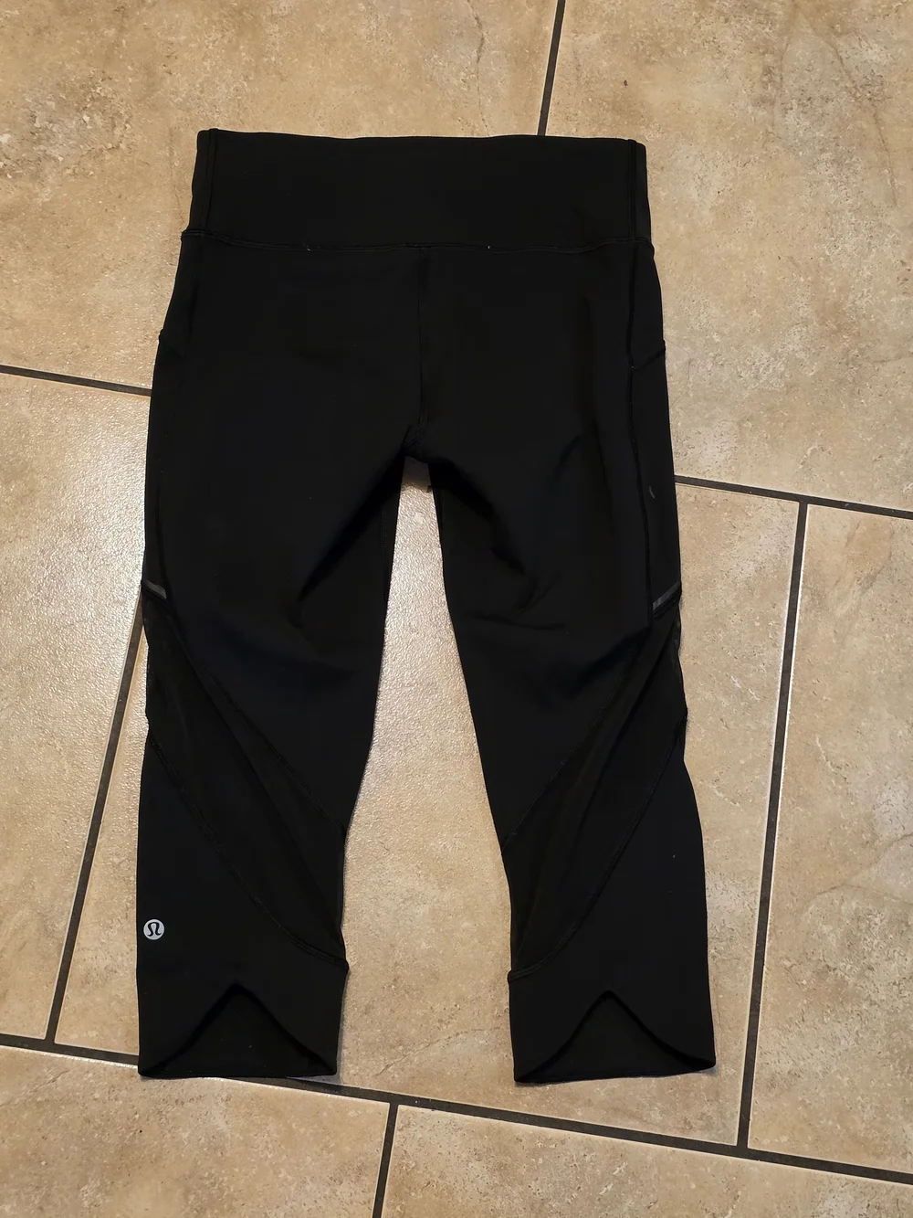 lululemon athletica Black Cropped Leggings with Side Mesh Panels